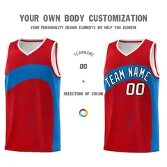 Red Royal Irregular Dot Graffiti Basketball Jersey 3
