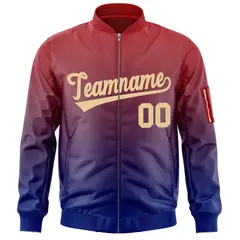 Red Royal-Khaki Gradient Varsity Letterman Bomber Jacket 3