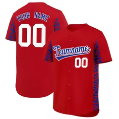 Red Royal Leopard Graffiti Side Baseball Jersey 1