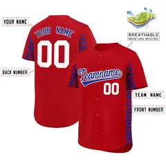 Red Royal Leopard Graffiti Side Baseball Jersey 2