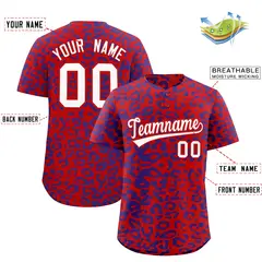 Red Royal Leopard Print Baseball Jersey 2
