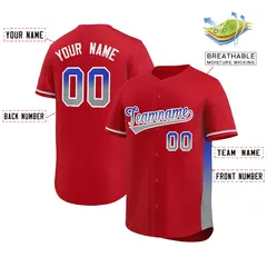 Red Royal-Lt Gray Gradient Font Side Baseball Jersey 2