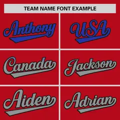 Red Royal-Lt Gray Gradient Font Side Baseball Jersey 3