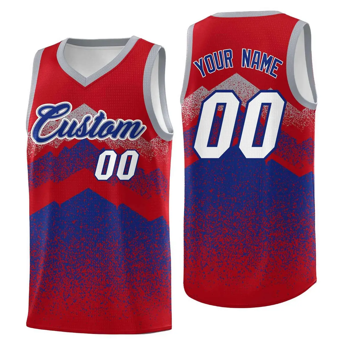 Red Royal Mountain Fade Gradient Fashion Basketball Jersey