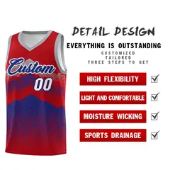 Red Royal Mountain Fade Gradient Fashion Basketball Jersey 2