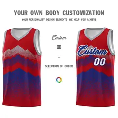Red Royal Mountain Fade Gradient Fashion Basketball Jersey 3