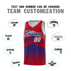 Red Royal Mountain Fade Gradient Fashion Basketball Jersey 4