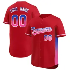 Red Royal-Pink Gradient Font Side Baseball Jersey 1