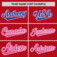 Red Royal-Pink Gradient Font Side Baseball Jersey 3