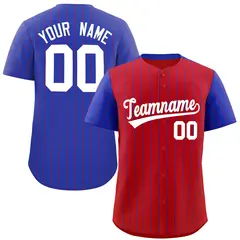 Red Royal Pinstripe Raglan Sleeves Baseball Jersey 1