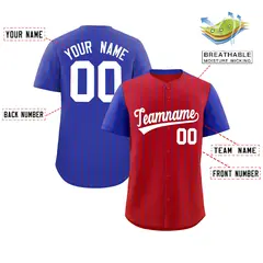 Red Royal Pinstripe Raglan Sleeves Baseball Jersey 2