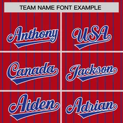 Red Royal Pinstripe Raglan Varsity Letterman Baseball Jacket 3