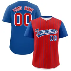 Red Royal Pinstripe Two-Tone Authentic Baseball Jersey 1