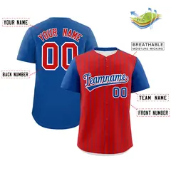 Red Royal Pinstripe Two-Tone Authentic Baseball Jersey 2