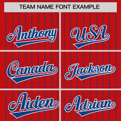 Red Royal Pinstripe Two-Tone Authentic Baseball Jersey 3