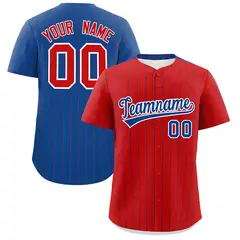 Red Royal Pinstripe Two-Tone Authentic Baseball Jersey 1