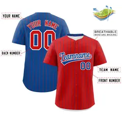 Red Royal Pinstripe Two-Tone Authentic Baseball Jersey 2