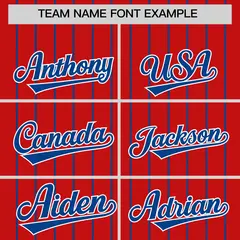 Red Royal Pinstripe Two-Tone Authentic Baseball Jersey 3