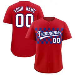 Red Royal Plaid Fashion Authentic Baseball Jersey