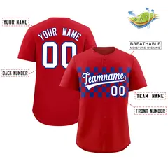 Red Royal Plaid Fashion Authentic Baseball Jersey 2