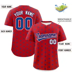 Red Royal Polka Dot Graffiti Authentic Baseball Jersey 2