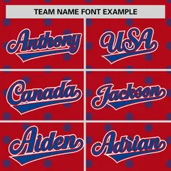 Red Royal Polka Dot Graffiti Authentic Baseball Jersey 3