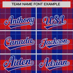 Red Royal-Powder Blue Plaid Varsity Letterman Jacket 3