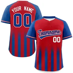 Red Royal Raglan Gradient Thick Stripe Baseball Jersey 1