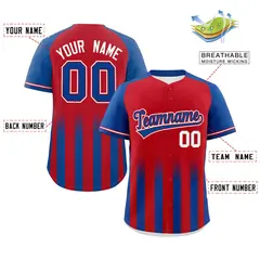 Red Royal Raglan Gradient Thick Stripe Baseball Jersey 2