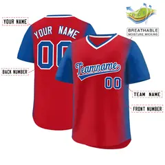 Red Royal Raglan Pullover Baseball Jersey 2
