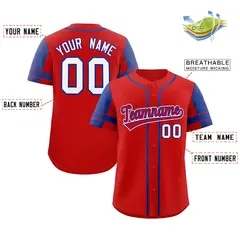 Red Royal Raglan Sleeves Authentic Baseball Jersey 2