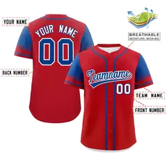 Red Royal Raglan Sleeves Authentic Baseball Jersey 2