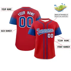 Red Royal Raglan Sleeves Authentic Baseball Jersey 2
