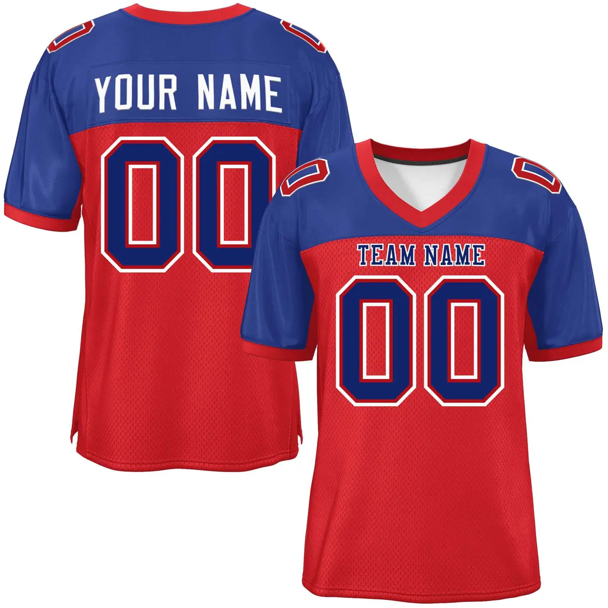 Red-Royal Raglan Sleeves Authentic Fashion Football Jersey