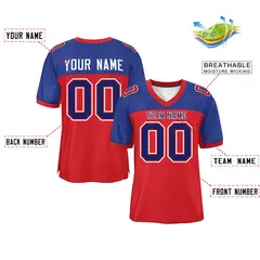 Red-Royal Raglan Sleeves Authentic Fashion Football Jersey 2