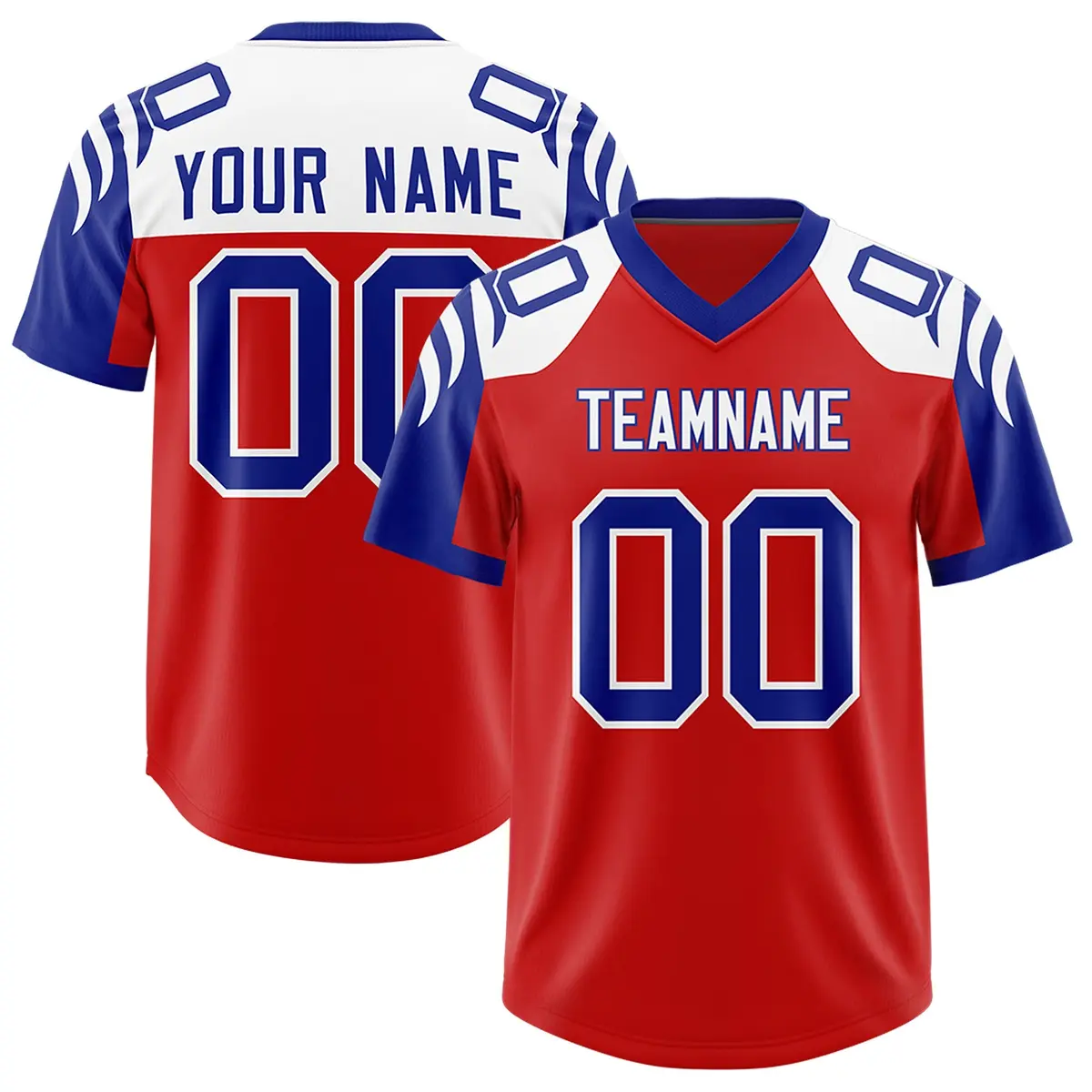 Red Royal Raglan Sleeves Authentic Football Jersey