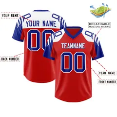 Red Royal Raglan Sleeves Authentic Football Jersey 2