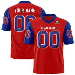 Red Royal Raglan Sleeves Authentic Football Jersey