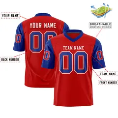 Red Royal Raglan Sleeves Authentic Football Jersey 2