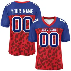 Red Royal Raglan Sleeves Camo Authentic Football Jersey