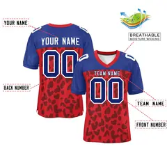 Red Royal Raglan Sleeves Camo Authentic Football Jersey 2