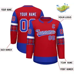 Red Royal Raglan Sleeves Round-Neck Hockey Jersey 2