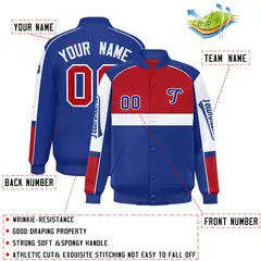 Red Royal Raglan Sleeves Varsity Letterman Jacket 2