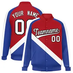 Red Royal Raglan Varsity Letterman Baseball Jacket 1