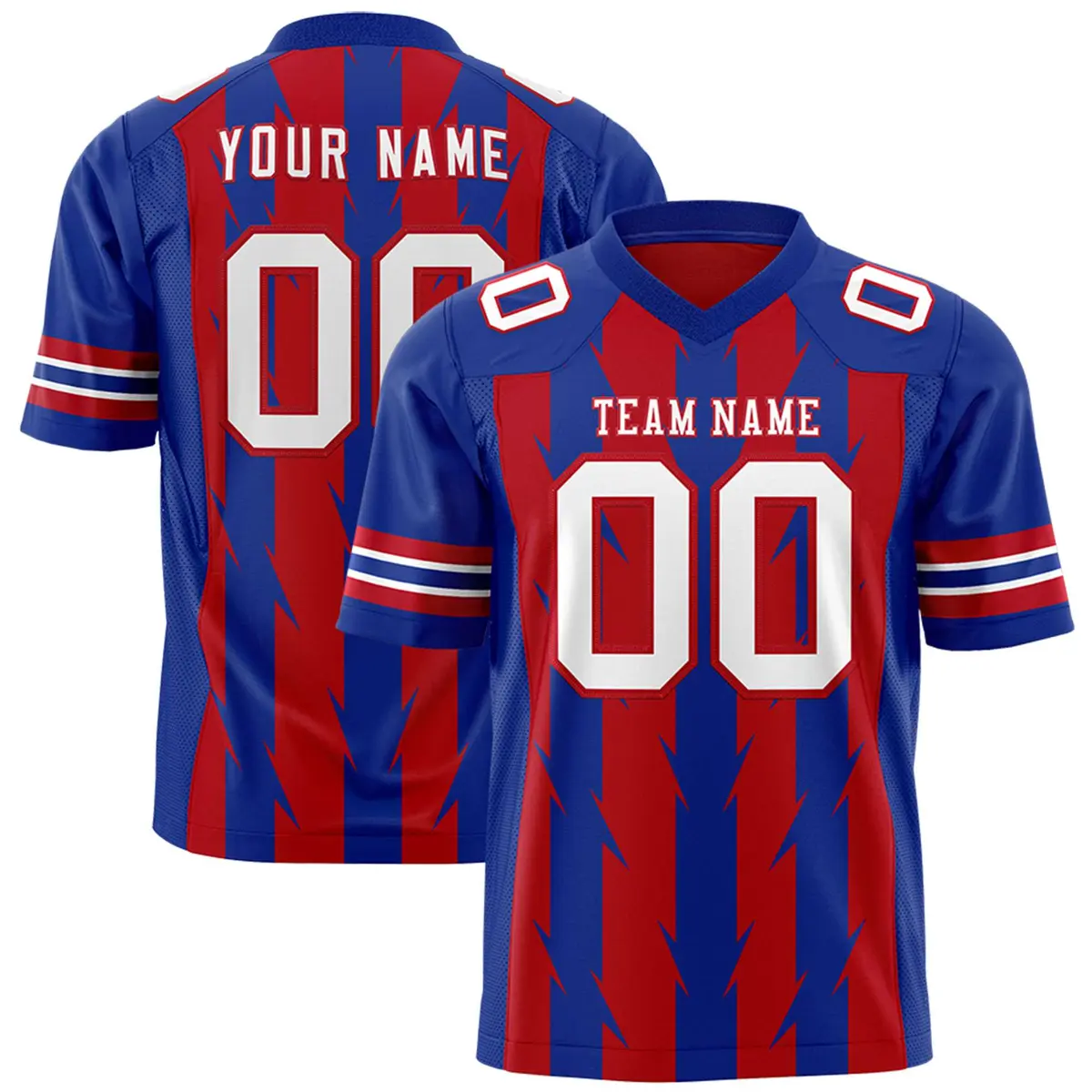 Red Royal Razr Stripe Graffiti Pattern Flag Football Jersey