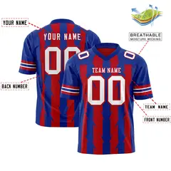 Red Royal Razr Stripe Graffiti Pattern Flag Football Jersey 2