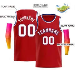 Red Royal-Red Bull Classic Casual Men Basketball Jersey 2