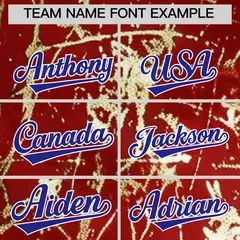 Red Royal Shiny Gold Cracked Texture Baseball Jersey 4
