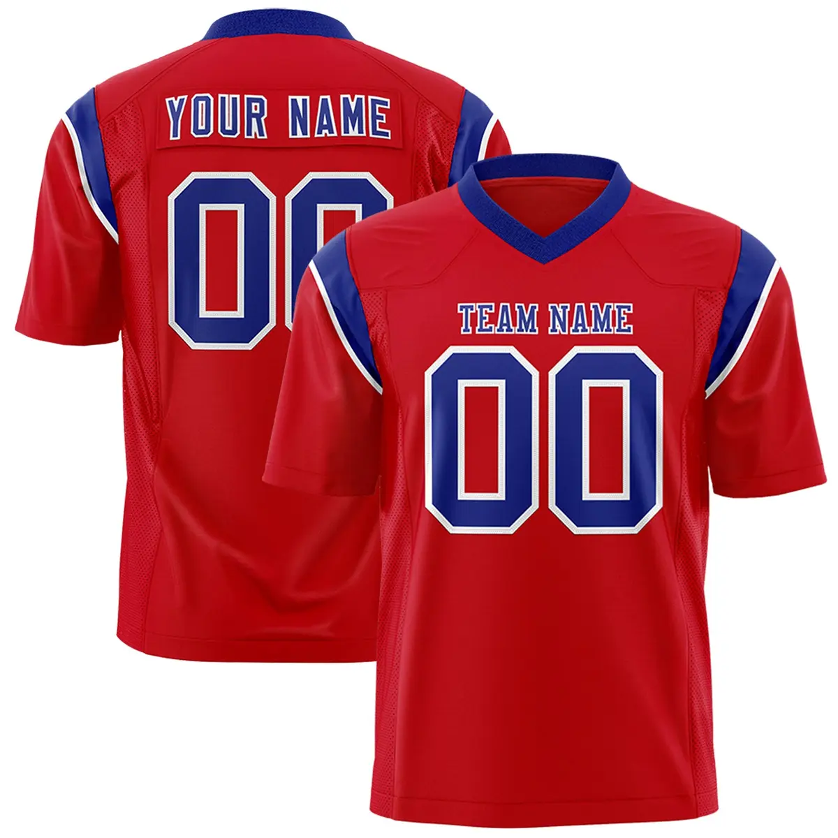 Red Royal Shoulder Cut Two-Tone Flag Football Jersey
