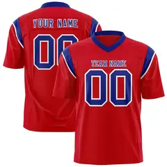 Red Royal Shoulder Cut Two-Tone Flag Football Jersey